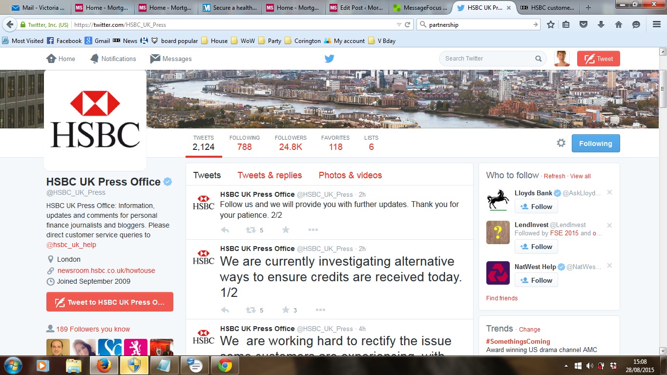 screenshot of HSBC Twitter feed