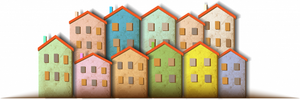 multicoloured housing graphic