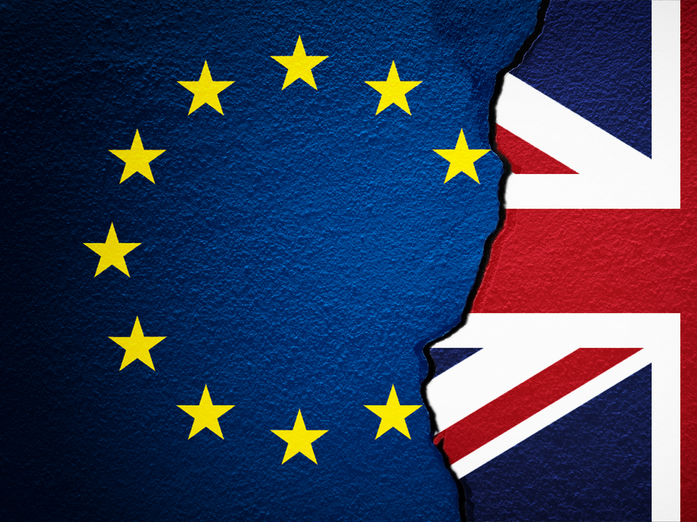 European flag with Union Jack cut out