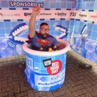 Loans Warehouse holds ice bath challenge fundraiser for Comic Relief