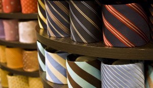 variety of ties on shelf