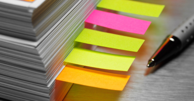 regulation papers with post it notes